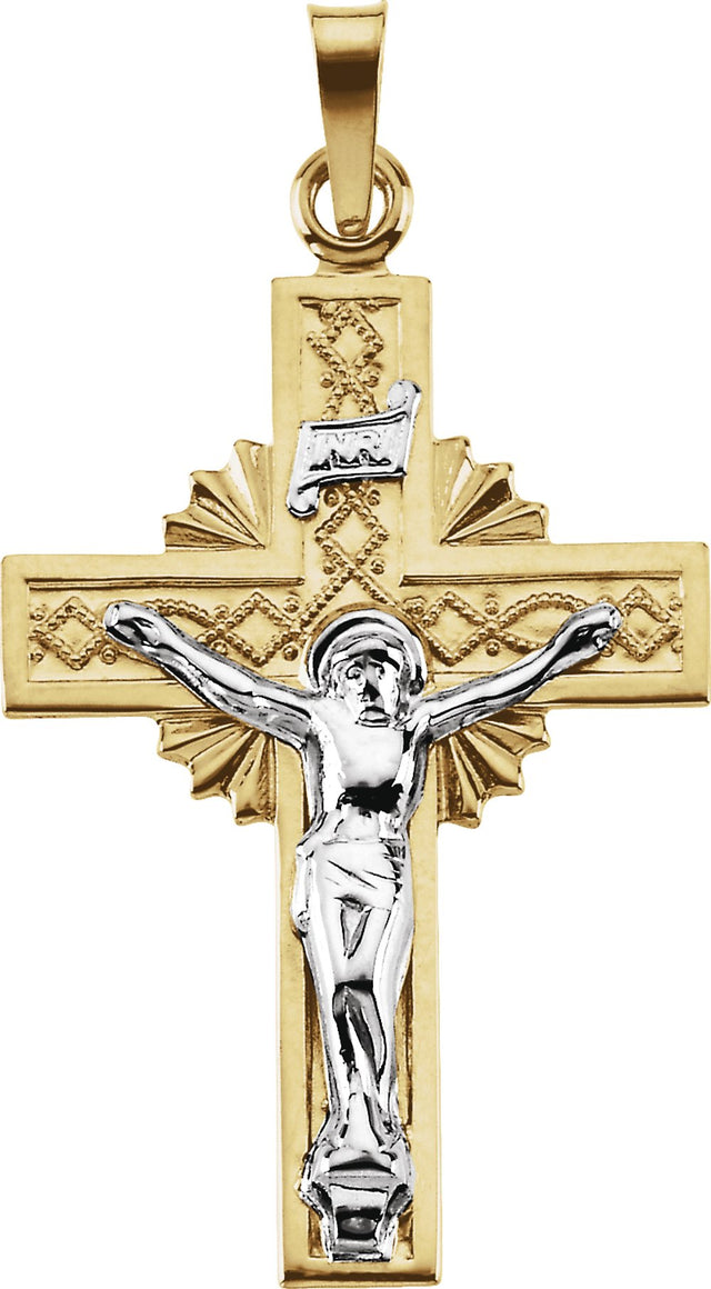 14K Yellow & White 27.5x19.5 mm Crucifix Pendant