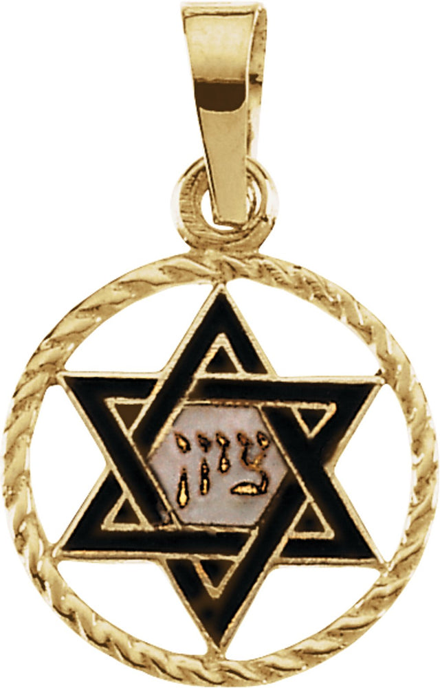 14K Yellow 18x10 mm Star of David Pendant 