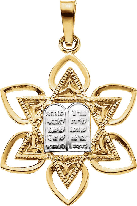 14K Yellow/White 28.2x21 mm Star of David Pendant