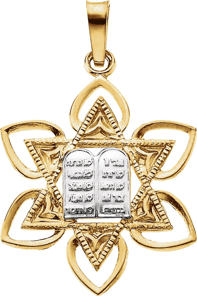 14K Yellow/White 28.2x21 mm Star of David Pendant