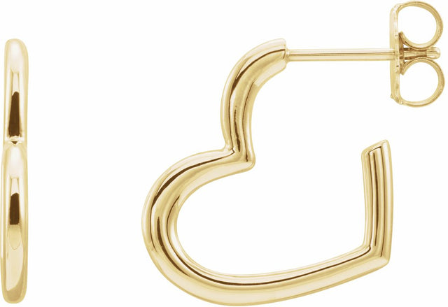 14K Yellow Gold Heart 15.9 mm Hoop Earrings