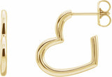 14K Yellow Gold Heart 15.9 mm Hoop Earrings