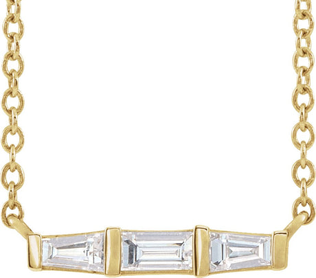 14K Yellow Gold 1/8 CTW Natural Diamond Bar 18" Necklace