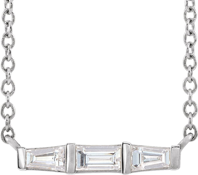 14K White Gold 1/8 CTW Natural Diamond Bar 18" Necklace