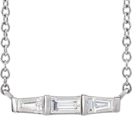 14K White Gold 1/8 CTW Natural Diamond Bar 18" Necklace