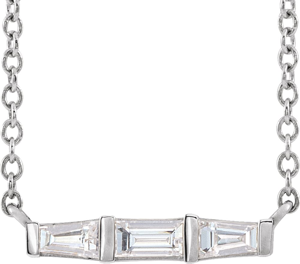 14K White Gold 1/8 CTW Natural Diamond Bar 18" Necklace