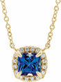 14K Yellow Gold Lab-Grown Blue Sapphire & .05 CTW Natural Diamond 18" Necklace 