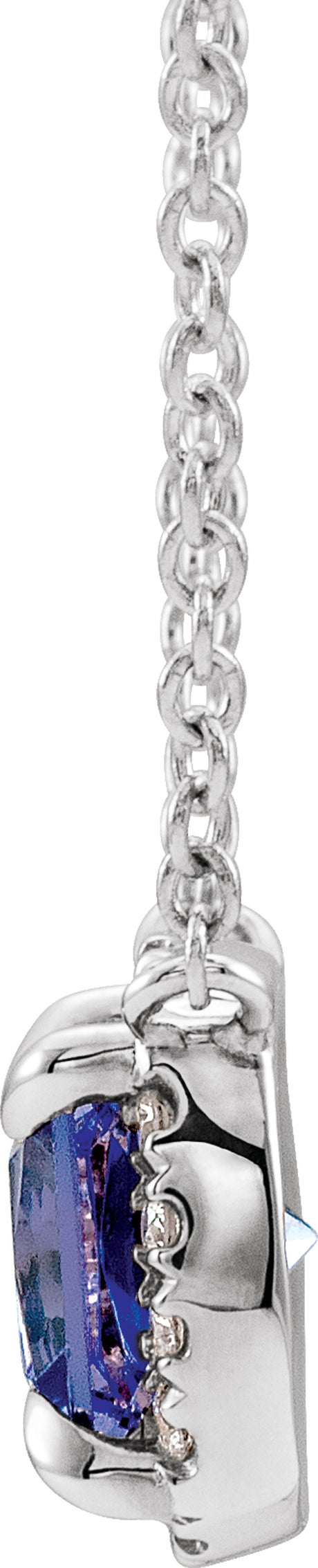 Sterling Silver Lab-Grown Blue Sapphire & .05 CTW Natural Diamond 18" Necklace 