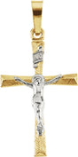 14K Yellow/White 20x14 mm Crucifix Pendant 