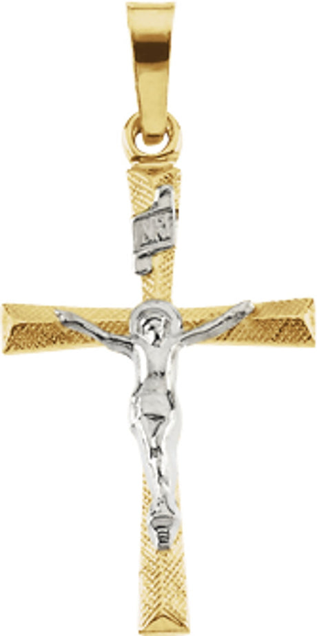 14K Yellow/White 20x14 mm Crucifix Pendant 