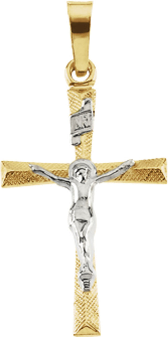 14K Yellow/White 20x14 mm Crucifix Pendant 