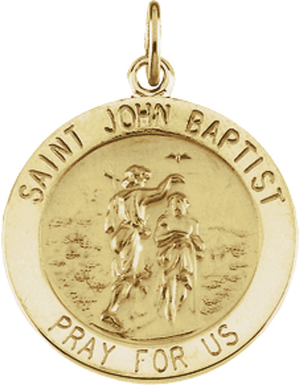 14K Yellow 18 mm Round St. John the Baptist Medal