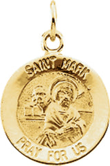 14K Yellow 22 mm Round St. Mark Medal