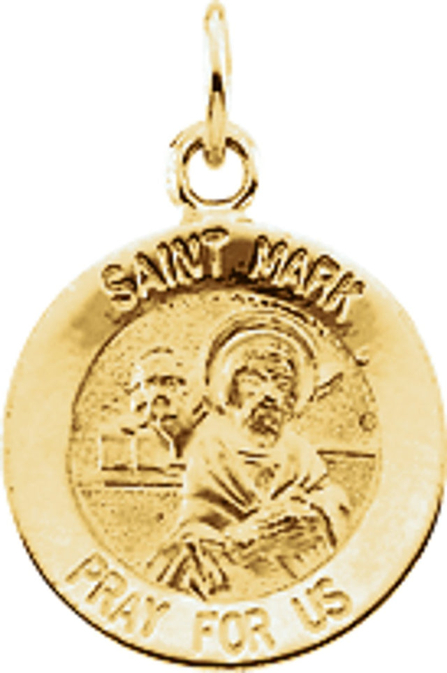 14K Yellow 22 mm Round St. Mark Medal