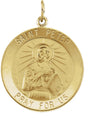 14K Yellow 25 mm Round St. Peter Medal