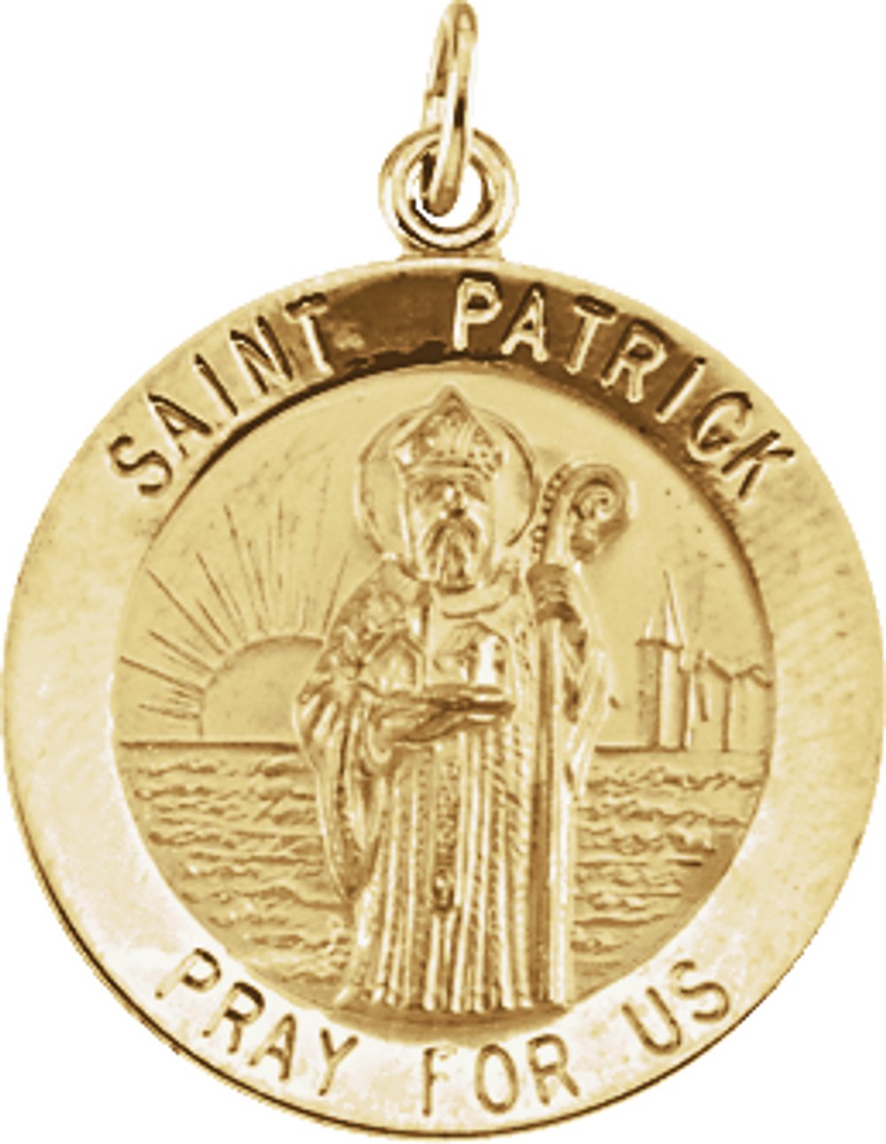 14K Yellow 18 mm Round St. Patrick Medal