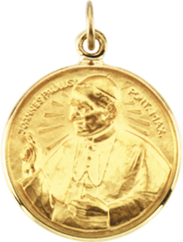 14K Yellow 15 mm Round Pope John Paul II Medal 