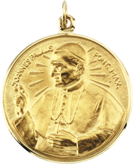 14K Yellow 25 mm Round Pope John Paul II Medal 