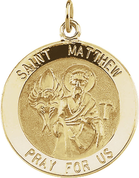 14K Yellow 18 mm Round St. Matthew Medal