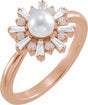 14K Rose  Cultured White Akoya Pearl, Natural White Opal & 1/4 CTW Natural Diamond 