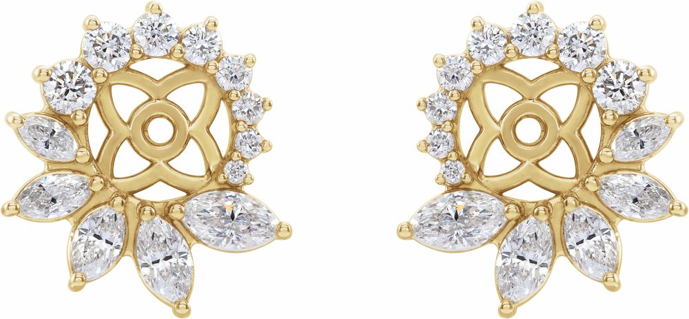 14K Yellow 7/8 CTW Natural Diamond Earring Jackets with 6 mm ID