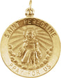 14K Yellow 22 mm Round St. Peregrine Medal