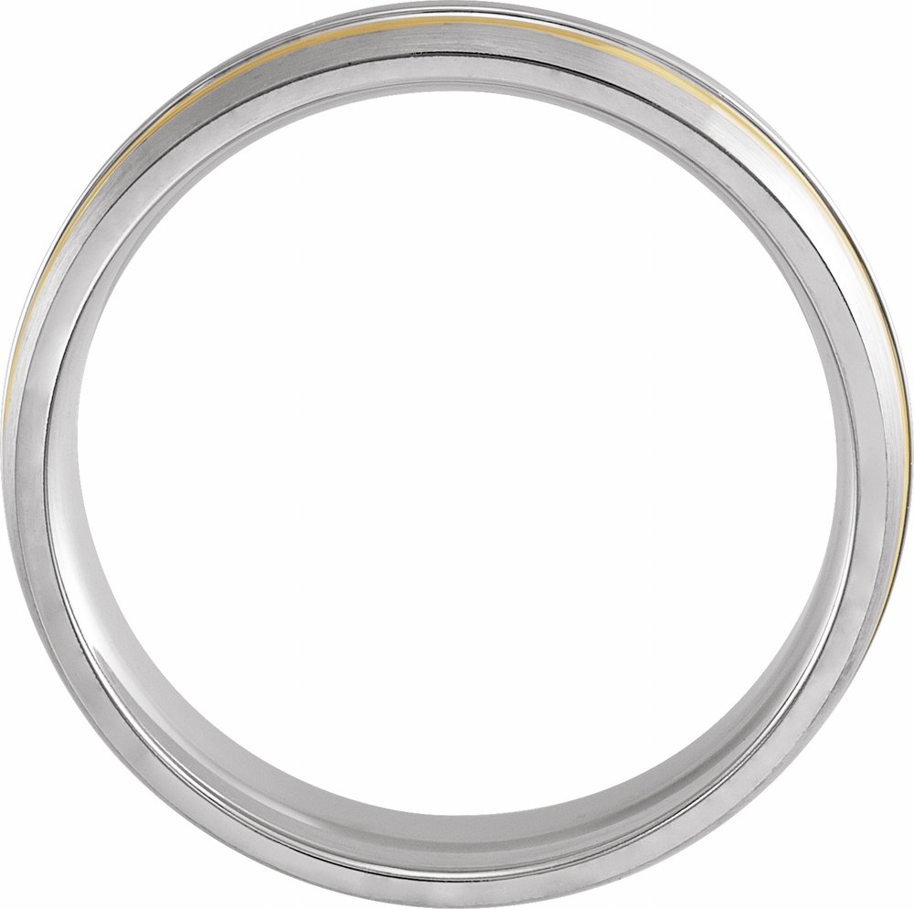 14K White/Yellow/White 6 mm Grooved Band with Brush Finish Size 10