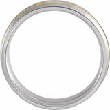 14K White/Yellow/White 6 mm Grooved Band with Brush Finish Size 10