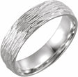 14K White 6 mm Tree Bark-Inspired Comfort-Fit Flat Band Size 10