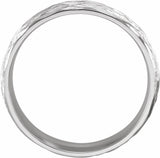 14K White 6 mm Tree Bark-Inspired Comfort-Fit Flat Band Size 10