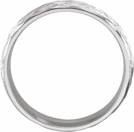 14K White Gold 6 mm Tree Bark-Inspired Comfort-Fit Flat Band Size 8
