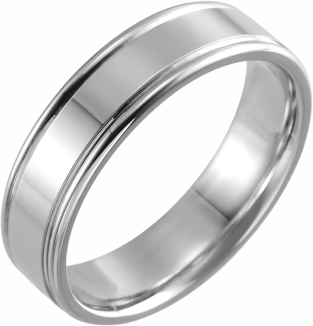Sterling Silver 6 mm Grooved Comfort-Fit Flat Band Size 9.5