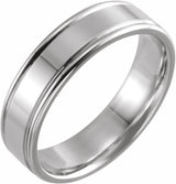Sterling Silver 6 mm Grooved Comfort-Fit Flat Band Size 9.5