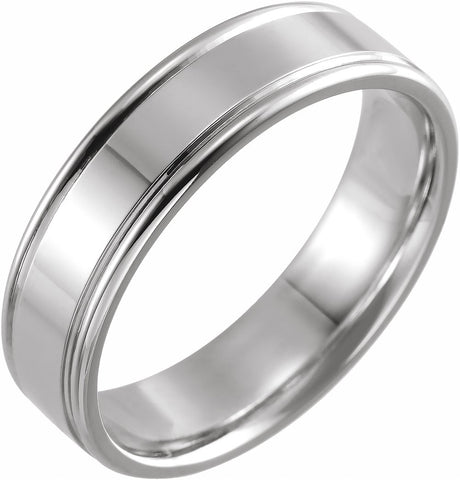 Sterling Silver 6 mm Grooved Comfort-Fit Flat Band Size 9.5