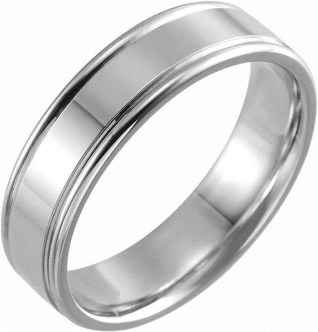 Sterling Silver 6 mm Grooved Comfort-Fit Flat Band Size 9.5
