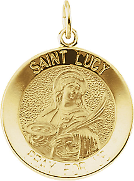 14K Yellow 14.5 mm Round St. Lucy Medal