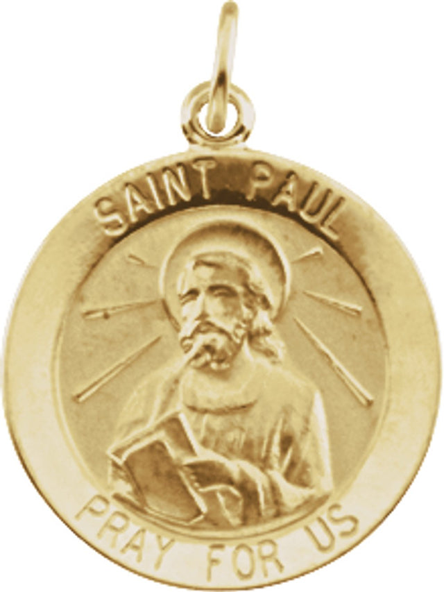 14K Yellow 18 mm Round St. Paul the Apostle Medal