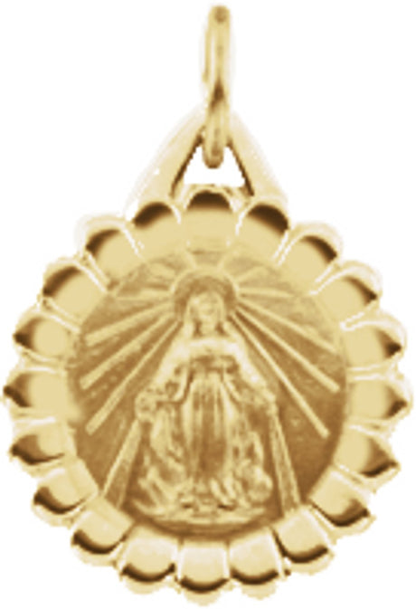 14K Yellow Gold 12 mm Miraculous Medal