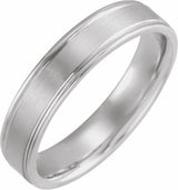 14K White 5 mm Grooved Comfort-Fit Flat Band Size 10.5