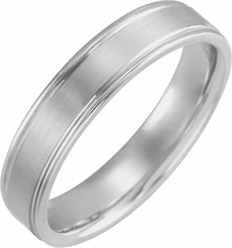 14K White 5 mm Grooved Comfort-Fit Flat Band Size 10.5