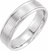 Sterling Silver 6 mm Grooved Comfort-Fit Flat Band Size 6