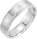 Platinum 6 mm Grooved Comfort-Fit Flat Band Size 10.5
