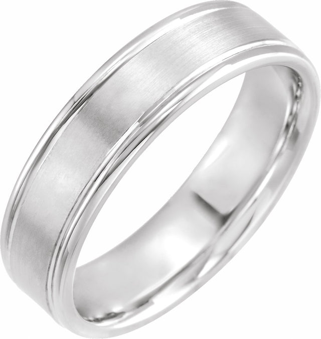 Platinum 6 mm Grooved Comfort-Fit Flat Band Size 10.5