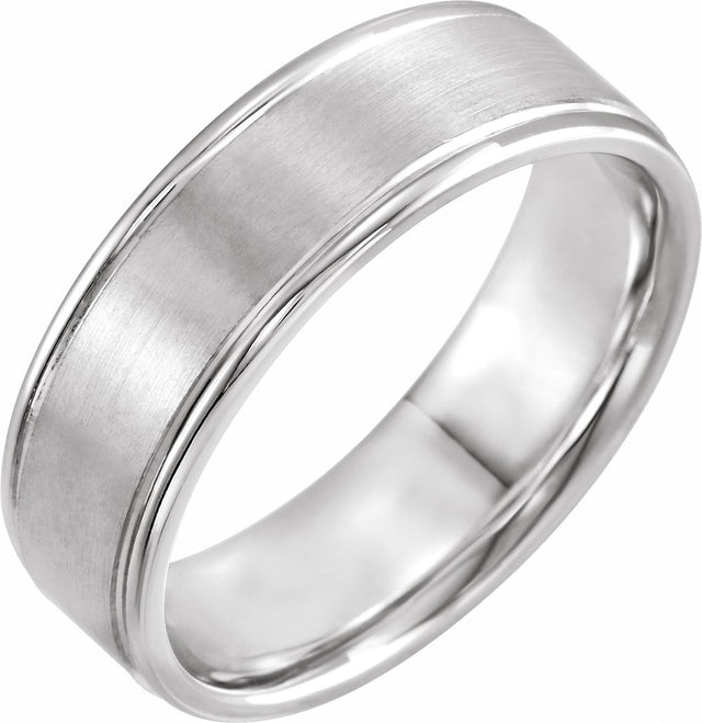 Platinum 7 mm Grooved Comfort-Fit Flat Band Size 8