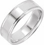 14K White Gold 7 mm Grooved Comfort-Fit Flat Band Size 10