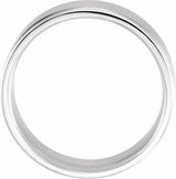 14K White Gold 7 mm Grooved Comfort-Fit Flat Band Size 10