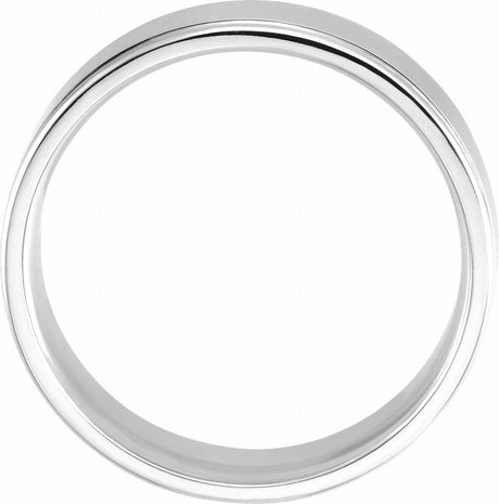 14K White Gold 7 mm Grooved Comfort-Fit Flat Band Size 10