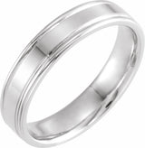Platinum 5 mm Grooved Comfort-Fit Flat Band Size 10.5