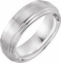 14K White Gold 7 mm Double Stepped-Edge Comfort-Fit Flat Band Size 8.5