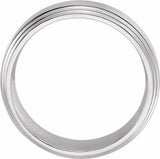 14K White 7 mm Double Stepped Edge Comfort-Fit Band Size 14.5